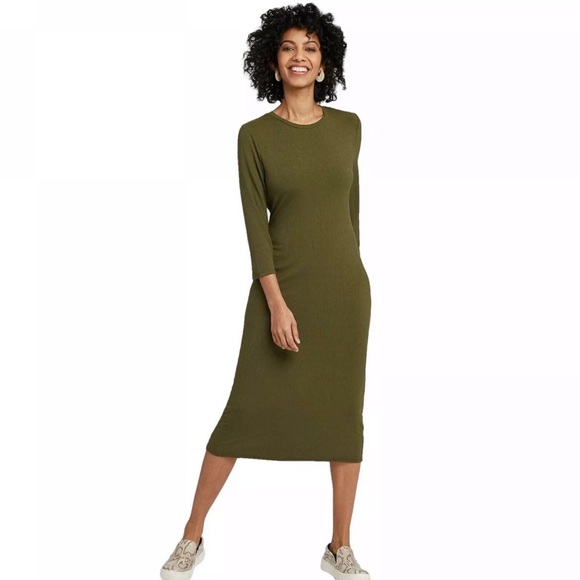 Olive Ribbed Midi Dress | Poshmark